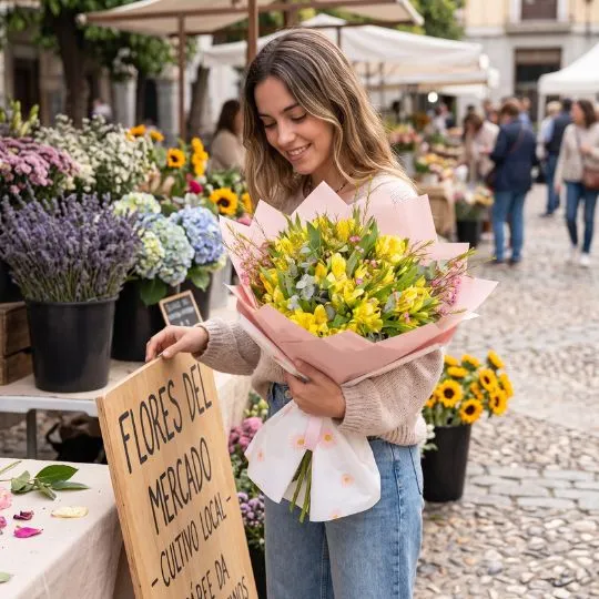 Ramo de flores astromelias amarillas importadas 